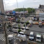 수도공사에 전신주 전선을 보양하는 일본